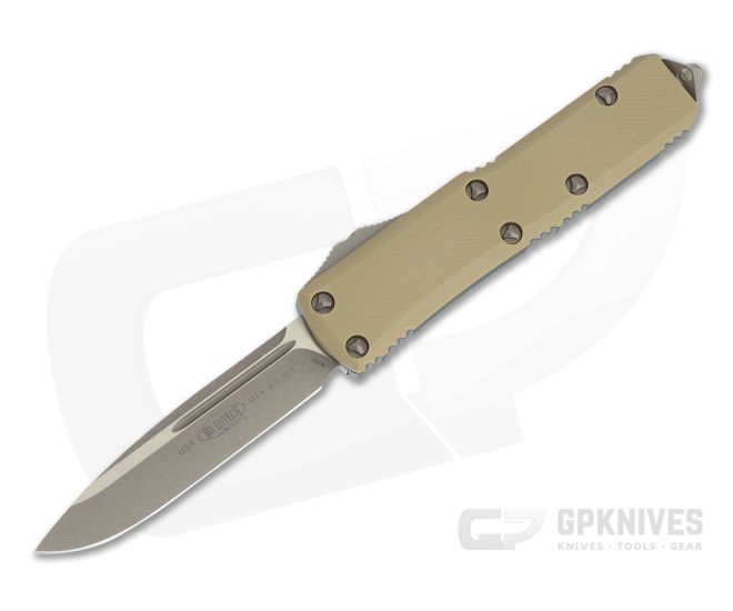 Microtech UTX-85 S/E Signature Bronze Apocalyptic M390 Tan G10 Top OTF Automatic Knife 231-13APGTTAS - MT-231-13APGTTAS