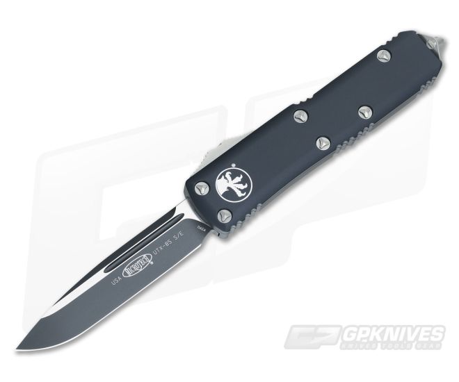 Microtech UTX-85 Black Drop Point OTF Automatic Knife 231-1 - MT-231-1-M390