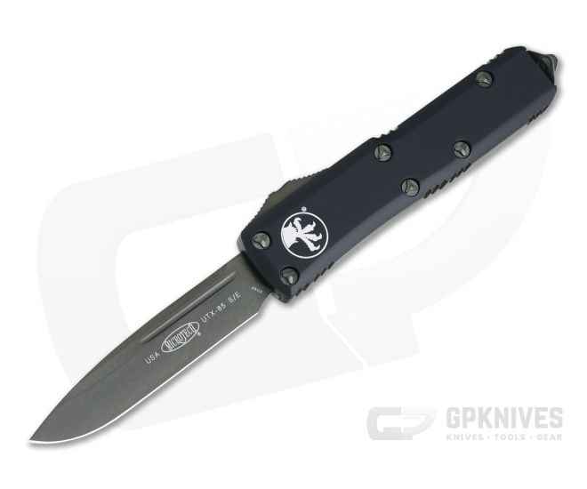 Microtech UTX-85 Drop Point Black DLC Tactical CTS-204P Plain Edge DLC Hardware OTF Automatic Knife 231-1DLCT - MT-231-1DLCT-204P