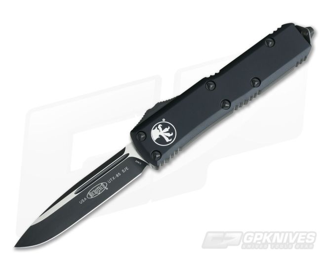 Microtech UTX-85 S/E Tactical Black Elmax Drop Point OTF Automatic Knife 231-1T - MT-231-1T-ELMAX