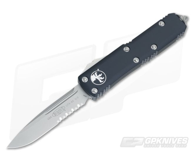 Microtech UTX-85 Bead Blast Serrated Drop Point OTF Automatic Knife 231-8 - MT-231-8