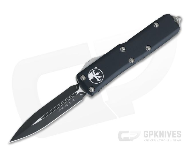 Microtech UTX-85 Black Plain Double Edge CTS-204P OTF Automatic Knife 232-1 - MT-232-1-204P