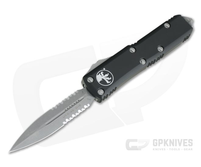 Microtech UTX-85 Apocalyptic CTS-204P Part Serrated Double Edge OTF Automatic Knife 232-11AP - MT-232-11AP-204P