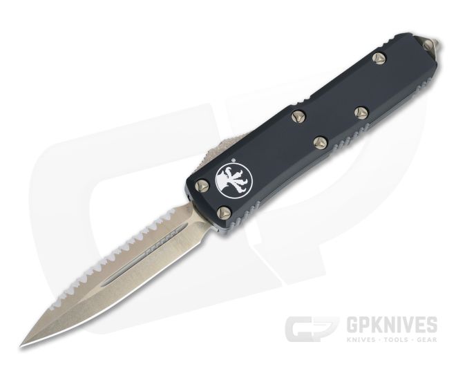 Microtech UTX-85 D/E Double Edge Bronzed Full Serrated M390 OTF Automatic Knife 232-15 - MT-232-15