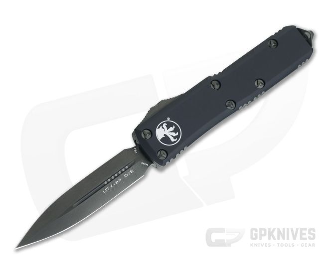Microtech UTX-85 Black Double Edge Black DLC M390 OTF Automatic Knife 232-1DLCT - MT-232-1DLCT-M390