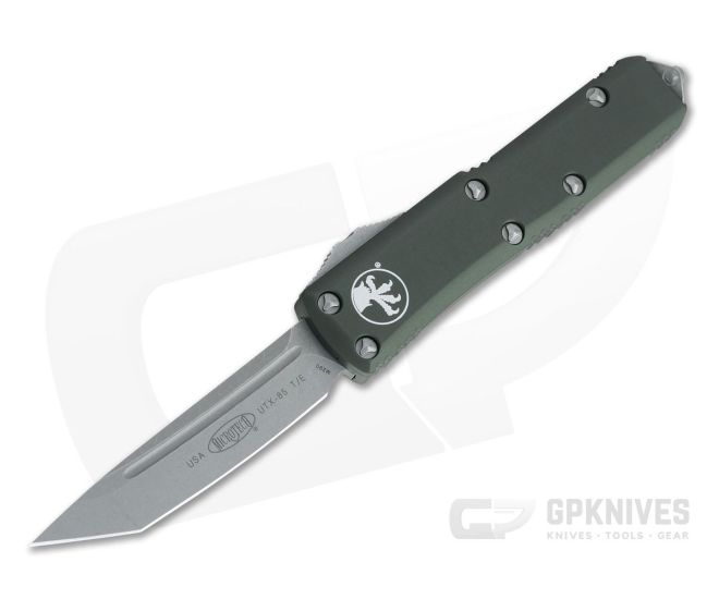Microtech UTX-85 Tanto Apocalyptic M390 Plain Edge OD Green OTF Automatic Knife 233-10APOD - MT-233-10APOD-M390
