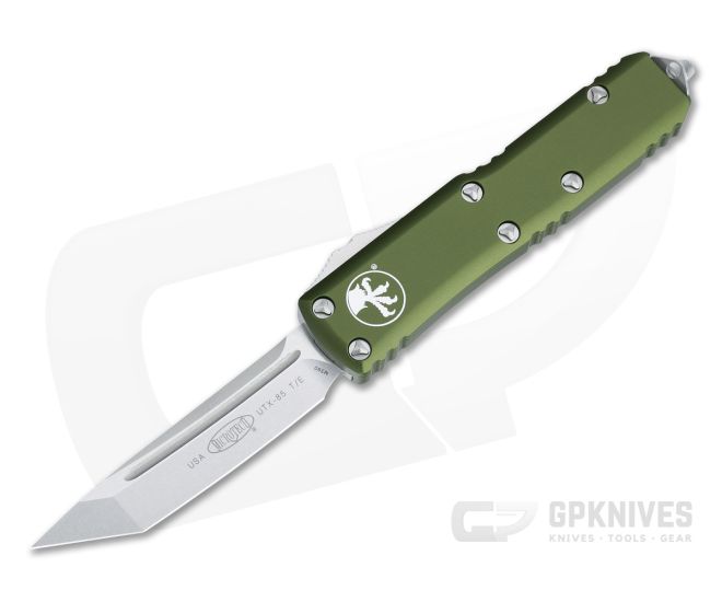 Microtech UTX-85 T/E Stonewashed M390 OD Green Tanto OTF Automatic 233-10OD - MT-233-10OD