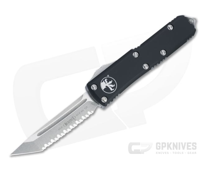 Microtech UTX-85 T/E Tanto Stonewashed Full Serrated M390 OTF Automatic Knife 233-12 - MT-233-12