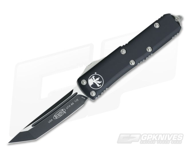 Microtech UTX-85 Tanto Black M390 Plain Edge OTF Automatic Knife 233-1 - MT-233-1-M390