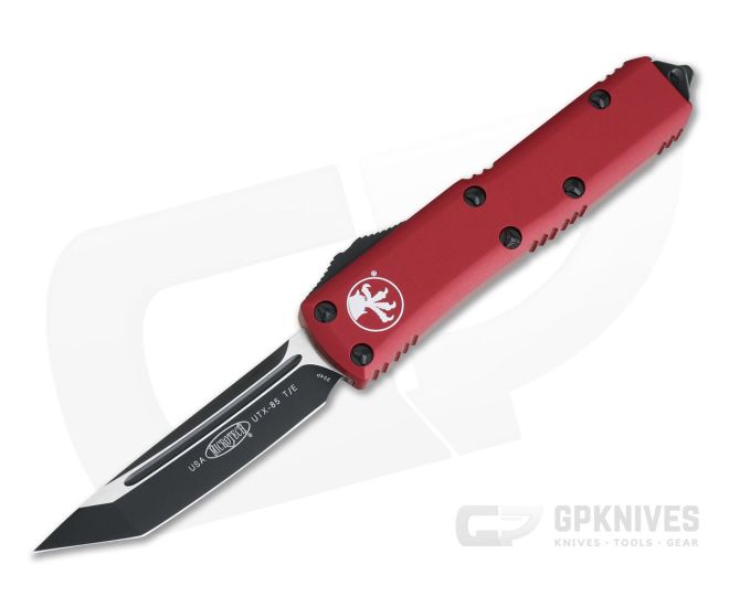 Microtech UTX-85 Red Tanto Black CTS-204P Plain Edge OTF Automatic Knife 233-1RD - MT-233-1RD-204P