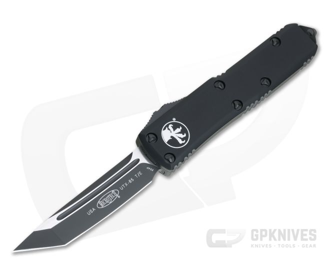 Microtech UTX-85 Tanto Black Tactical 204P Plain Edge OTF Automatic Knife 233-1T - MT-233-1T-204P