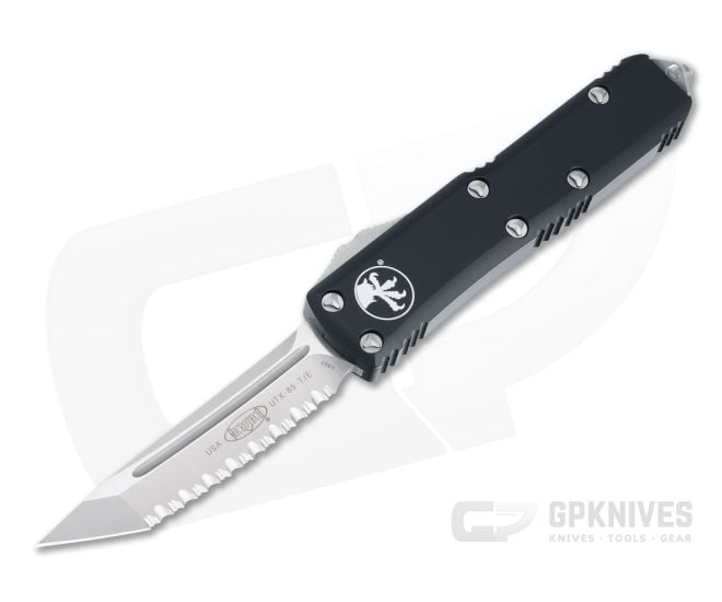 Microtech UTX-85 Tanto Satin Fully Serrated M390 OTF Automatic Knife 233-6 - MT-233-6