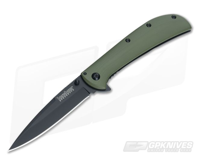 Kershaw Knives AM-4 Black Assisted Flipper Green G10 2330GRNBLK - KS-2330GRNBLK