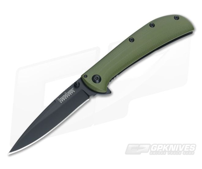 Kershaw Knives AM-3 Black Assisted Flipper Green G10 2335GRNBLK - KS-2335GRNBLK