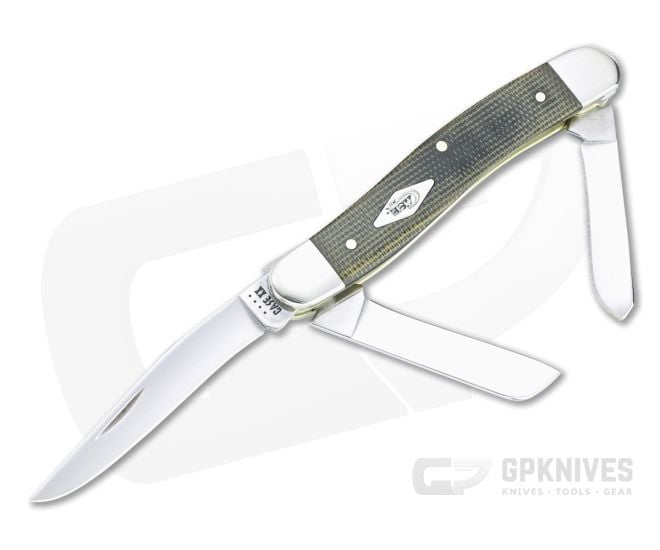 Case Medium Stockman Smooth Green and Black Micarta Slip Joint 23471 - CA-23471