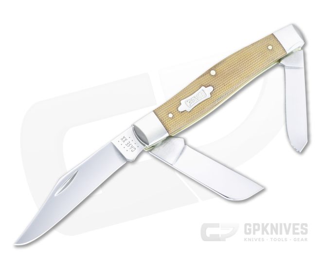 Case Large Stockman Smooth Natural Canvas Micarta 23693 - CA-23693
