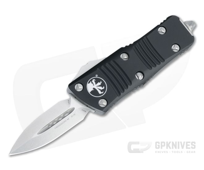 Microtech Mini Troodon D/E Stonewashed M390 Black OTF Automatic 238-10 - MT-238-10