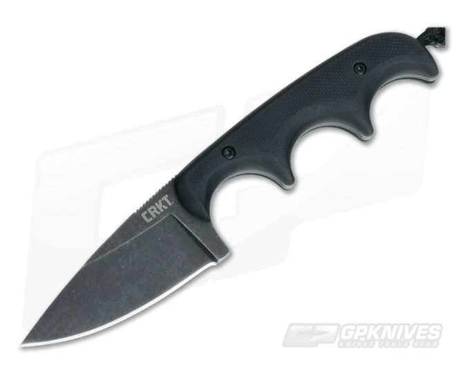 CRKT Minimalist Drop Point Neck Knife Black Stonewash 2384K - CRKT-2384K