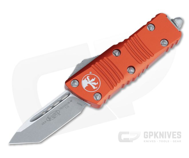 Microtech Mini Troodon T/E Orange Handle Apocalyptic M390 Tanto Standard Automatic 240-10APOR - MT-240-10APOR