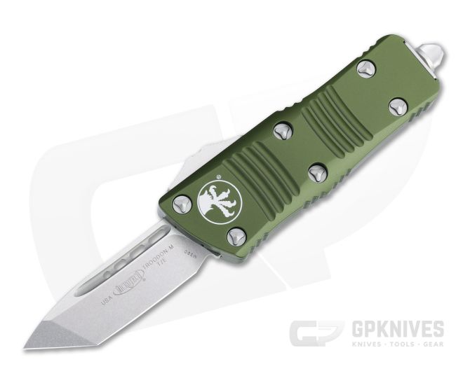 Microtech Mini Troodon T/E Stonewashed M390 Tanto OD Green OTF Automatic 240-10OD - MT-240-10OD