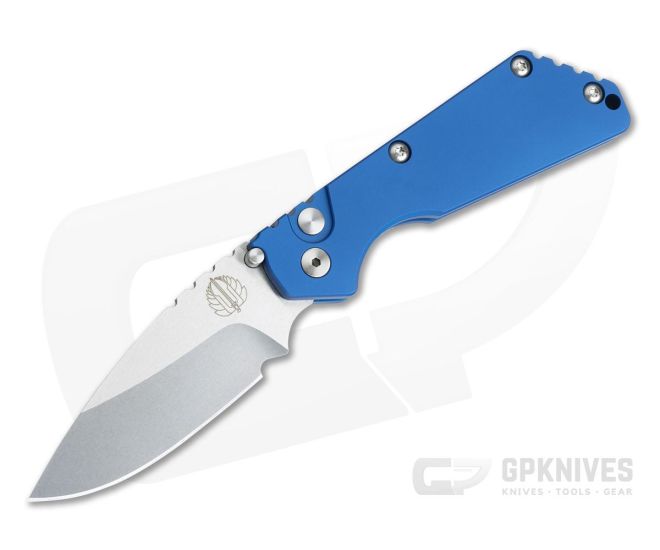 Protech Strider SnG Stonewashed Blade Blue Aluminum Automatic Knife 2401-BLUE - PT-2401-BLUE