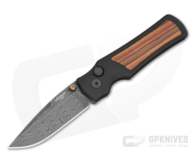 Hogue Saxum Damascus Kingwood Button Lock Folding Knife (2.80") 24690-LIM - HO-24690-LIM