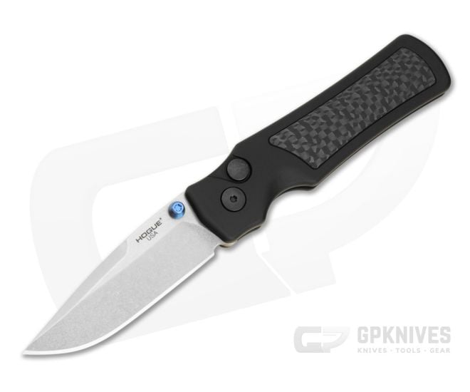 Hogue Saxum MagnaMax Stonewash Carbon Fiber Button Lock Folding Knife (2.80") 24691-LIM - HO-24691-LIM