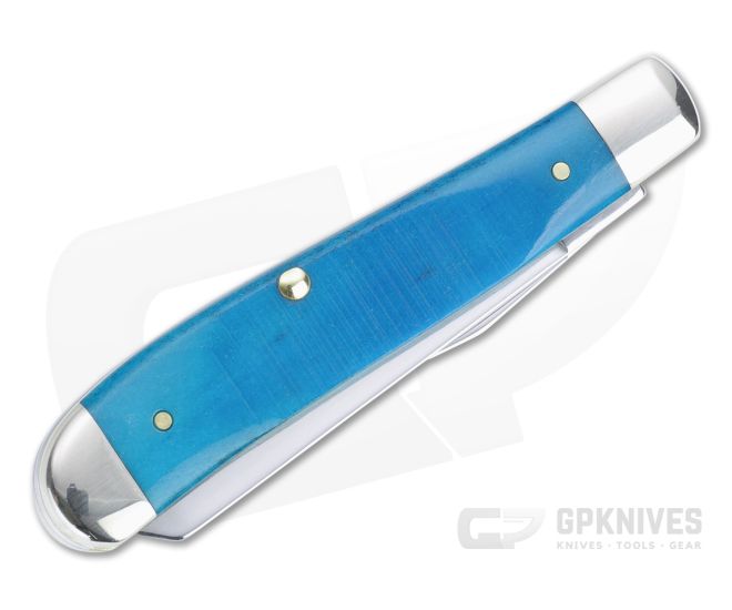 Case Mini Trapper Caribbean Blue Bone Saw Cut Jig Slip Joint