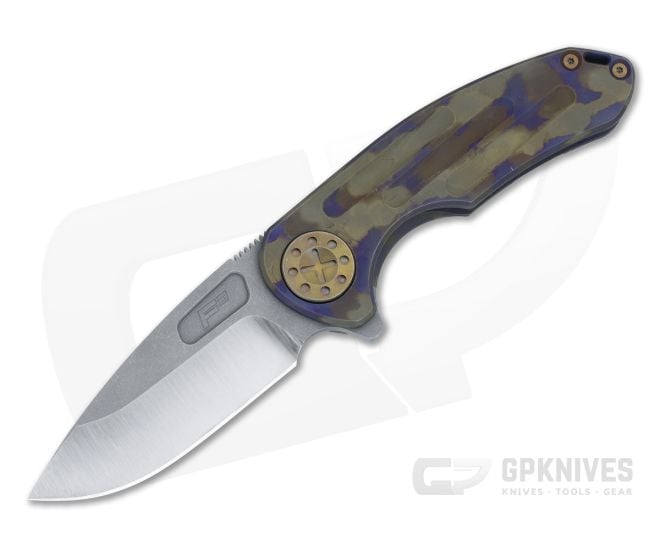 Curtiss Knives F3 Medium Camo Pattern Ball-Milled Titanium Two-Tone MagnaCut Slicer Flipper CK-25 - CK-25