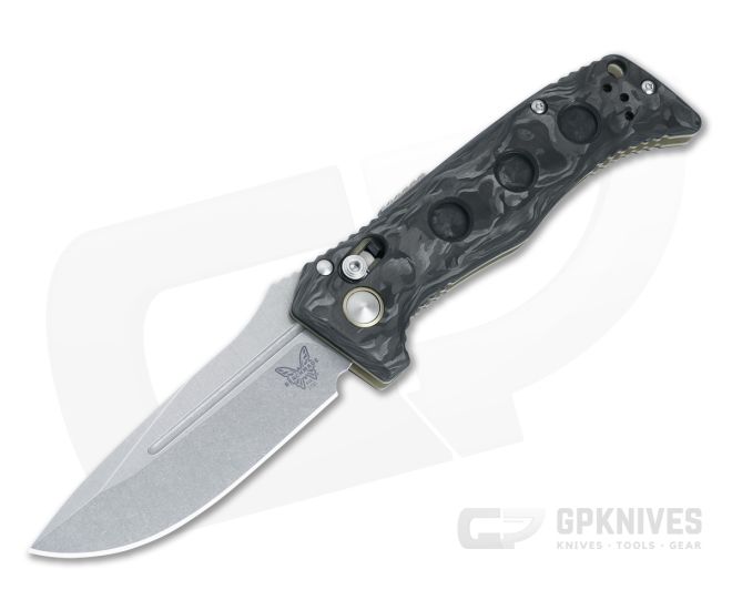 Benchmade 2730-03 Mini Auto Adamas Marbled Carbon Fiber MagnaCut Folder - BM-2730-03