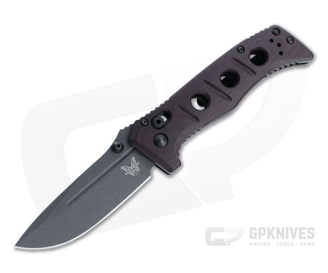 Benchmade Mini Adamas SHOT Show 2022 Gray Cruwear Burgundy Micarta AXIS Lock Folder 273BK-2201 - BM-273BK-2201