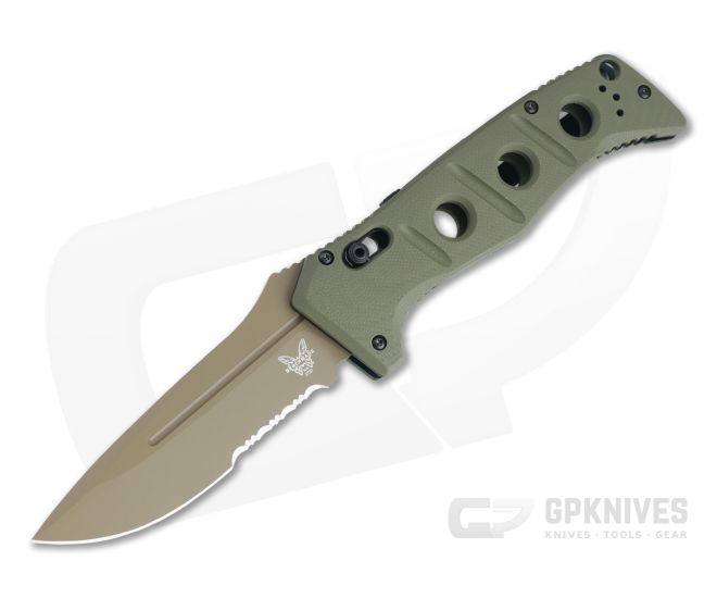 Benchmade Auto Adamas Part Serrated Flat Earth Cruwear Olive Drab G10 AXIS Lock Folder 2750SFE-2 - BM-2750SFE-2