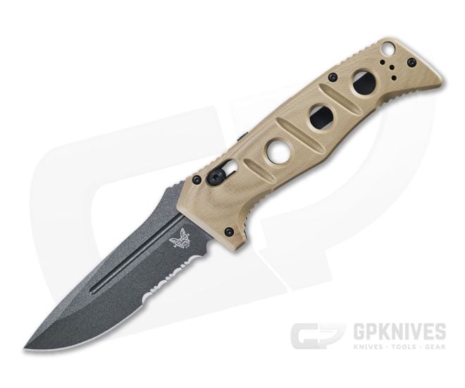 Benchmade 2750SGY-3 Auto Adamas Part Serrated Gray Cruwear Sand G10 AXIS Lock Folder - BM-2750SGY-3