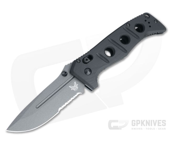 Benchmade 275SGY-1 Adamas Part Serrated Gray Cruwear Black G10 AXIS Lock Folder - BM-275SGY-1