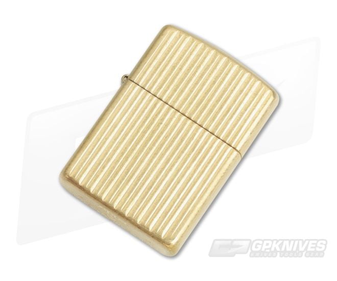 Zippo Lighter Engine Turn 1 Armor Tumbled Brass - ZI-28638