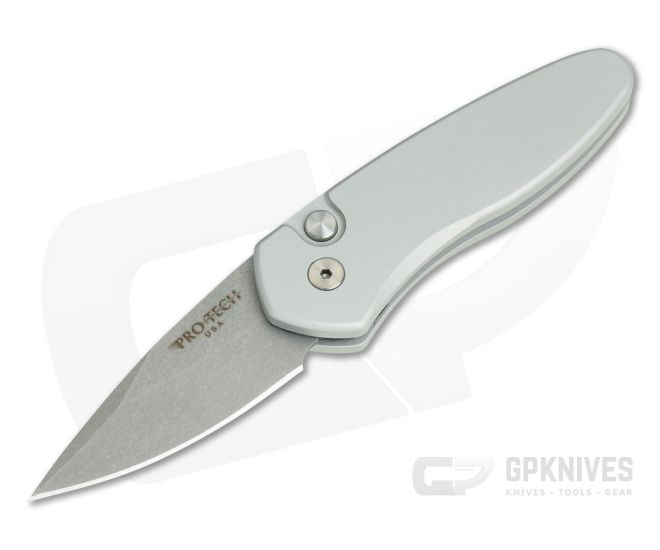 Protech Sprint Solid Silver California Legal Auto Stonewashed S35VN 2901 - PT-2901