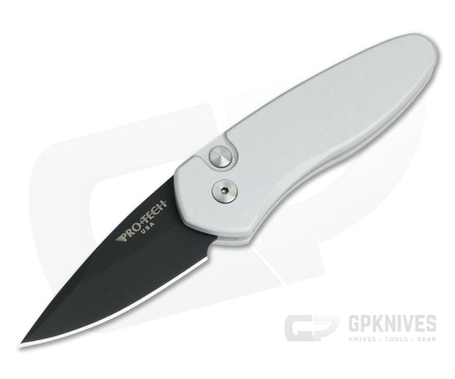 Protech Sprint Solid Silver California Legal Auto Black DLC S35VN 2903 - PT-2903