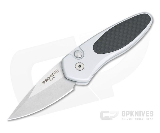 Protech Sprint Carbon Fiber Silver California Legal Automatic Stonewashed S35VN 2910 - PT-2910