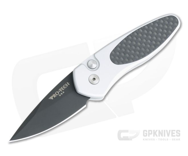 Protech Sprint Carbon Fiber Silver California Legal Automatic Black S35VN 2912 - PT-2912