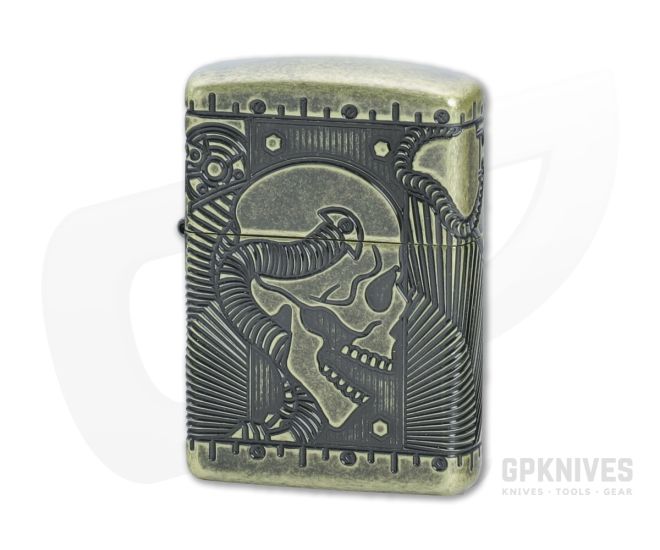 Zippo Windproof Lighter Armor Steampunk Antique Brass MultiCut Engraved - ZI-29268