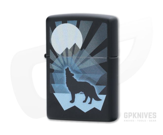 Zippo Lighter Matte Black Wolf and Moon Design - ZI-29864