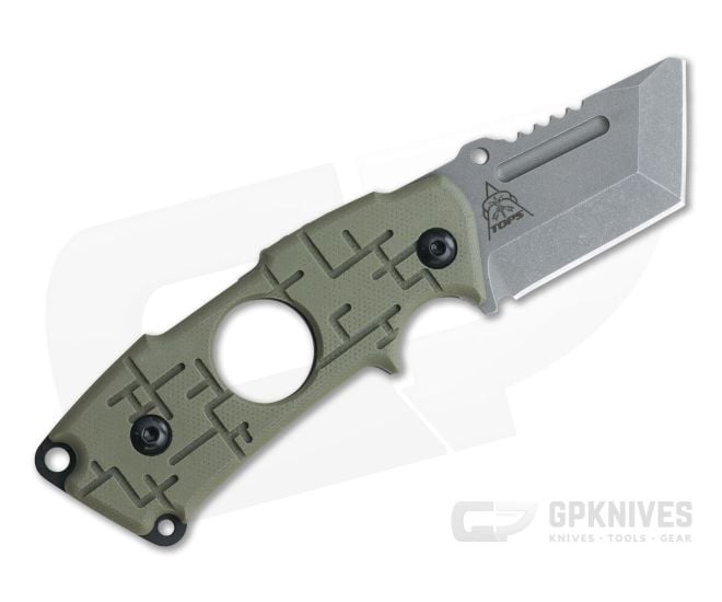 TOPS 208 Clipper Stonewashed S35VN Green G10 Friction Folding Cigar Cutter 2CP-01 - TP-2CP-01