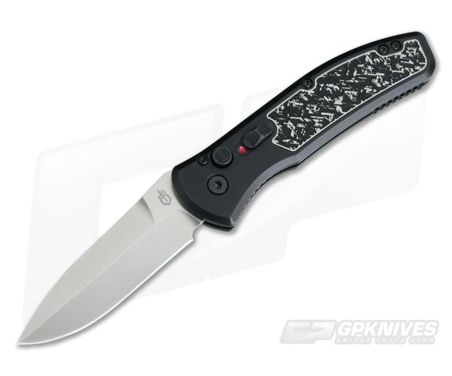 Gerber Empower Black Automatic Knife Black and White Armor Grip Stonewash S30V 30-001323N - GB-30-001323N