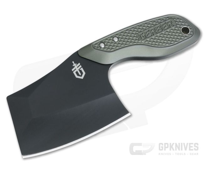 Gerber Tri-Tip Mini Cleaver Fixed Blade Stonewashed Black Green 30-001694 - GB-30-001694