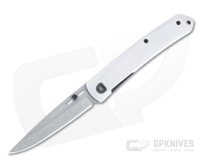 Gerber Affinity Stonewashed Drop Point Silver Aluminum Steel Frame Lock Folder 30-001867 - GB-30-001867