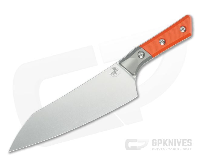 Microtech Chef's Knife Ember Orange G10 Titanium Bolster Stonewash - MT-3000B-10EM