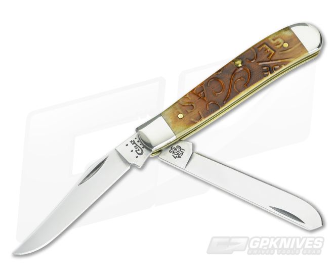 Case Mini Trapper Carved Antique Bone - CA-31745