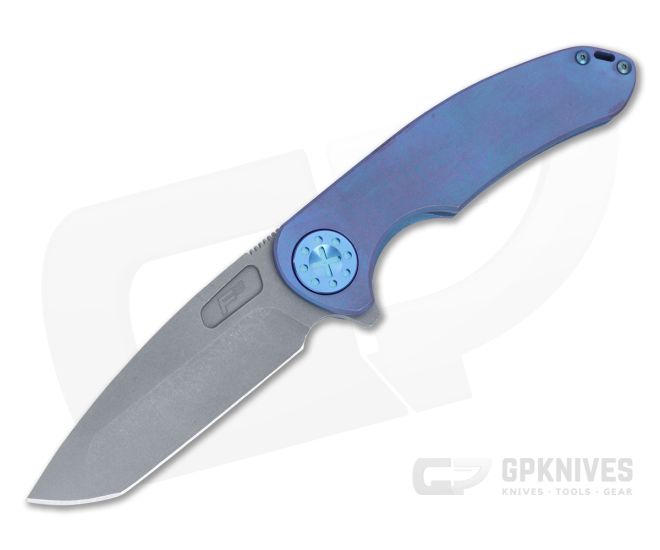 Curtiss Knives F3 Large Purple/Aqua Titanium Blasted MagnaCut Spanto Flipper CK-31 - CK-31