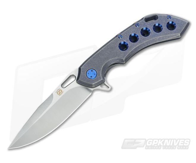 Olamic Cutlery Wayfarer 247 Blue Stonewash Titanium Frame Lock Flipper - CU-3229