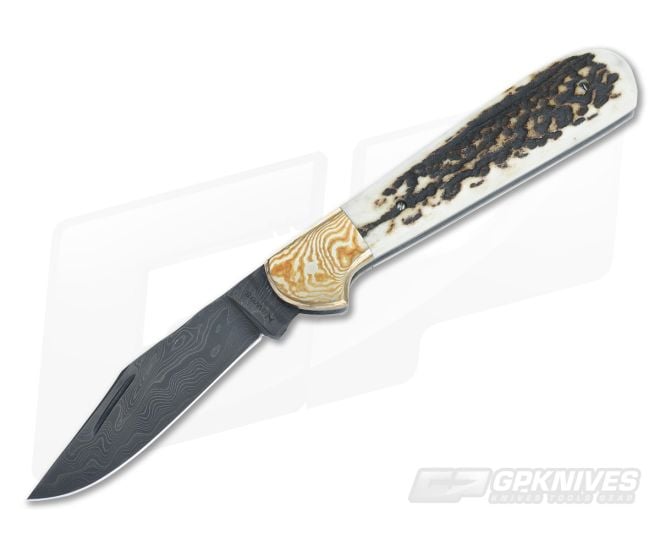 Chuck Hawes Custom Copperhead Stag & Damascus - CU-3258